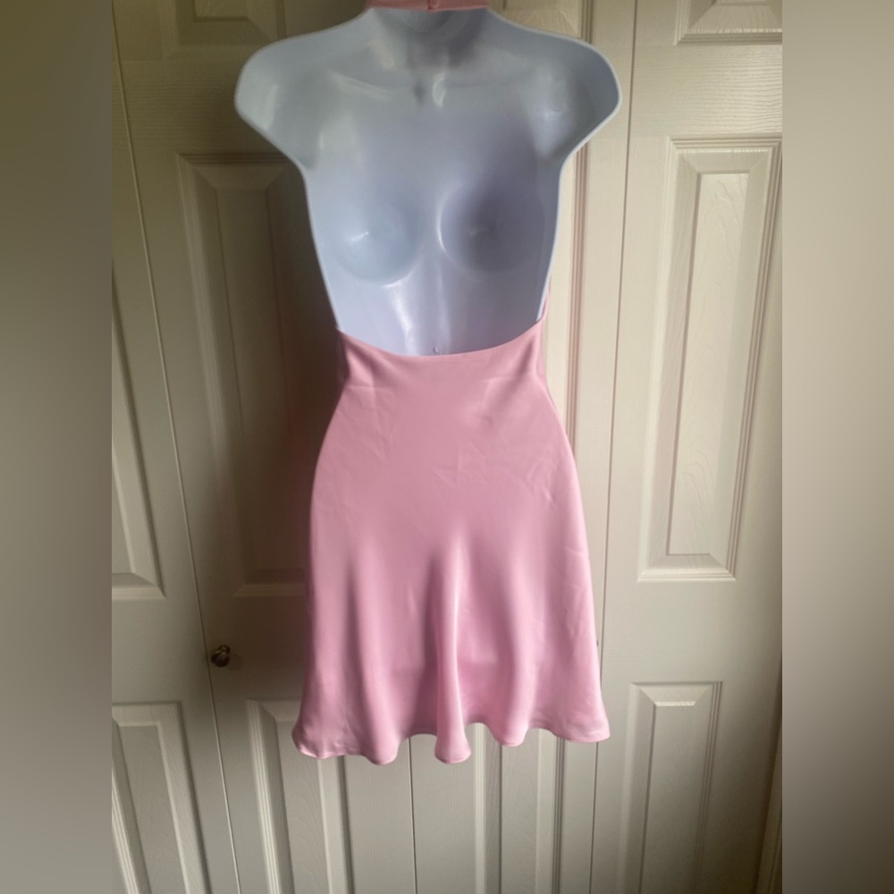 NEW Aritzia Audience Satin Halter Mini Dress in Jellybean Size 0 - Picture 8 of 10